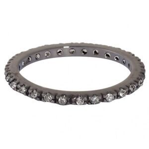 NWOT New Lisa Freede Laser Cut Eternity Gunmetal Band Ring w/Rhinestones Sz 3
